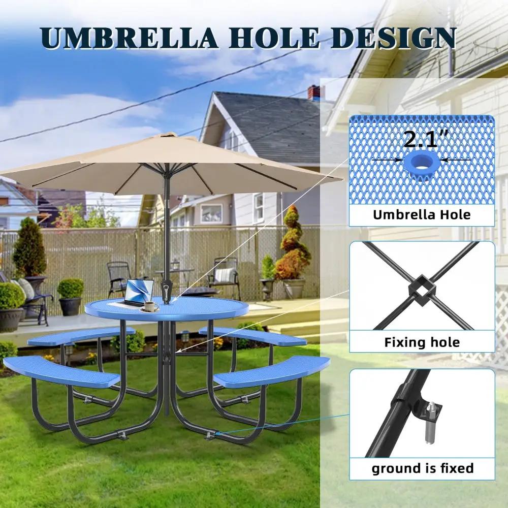 46" Round Picnic Table With Umbrella Hole by Chery Industrial