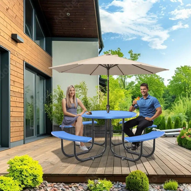 46" Round Picnic Table With Umbrella Hole by Chery Industrial