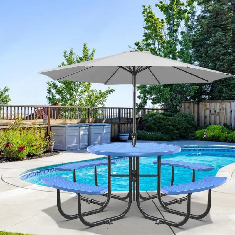 46" Round Picnic Table With Umbrella Hole by Chery Industrial