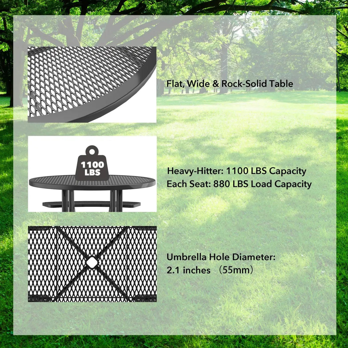 46" Round Picnic Table With Umbrella Hole by Chery Industrial