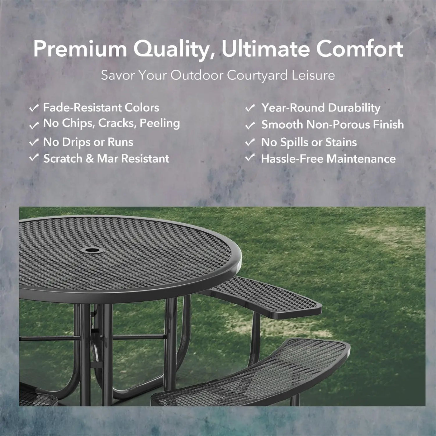 46" Round Picnic Table With Umbrella Hole by Chery Industrial
