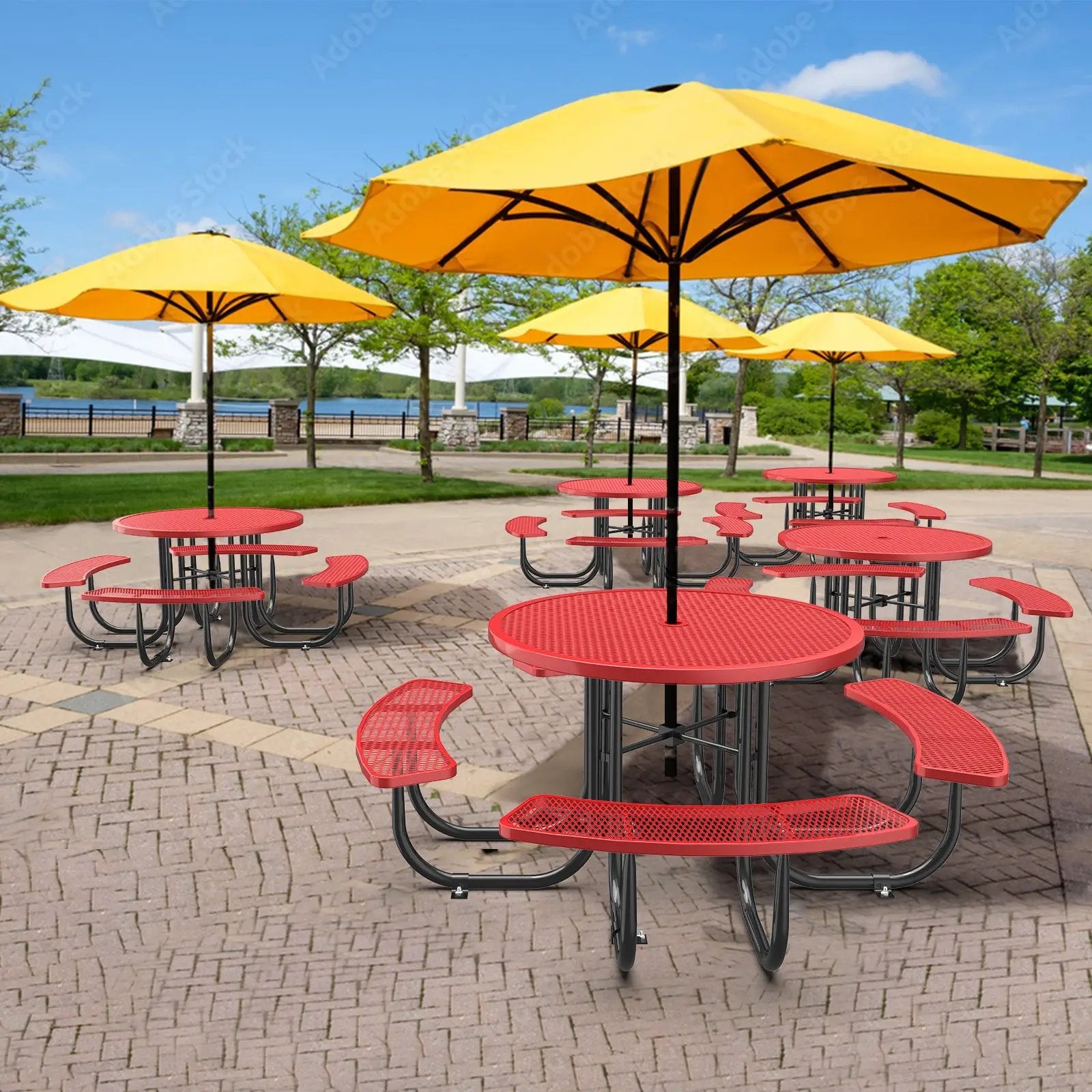 46" Round Picnic Table With Umbrella Hole by Chery Industrial