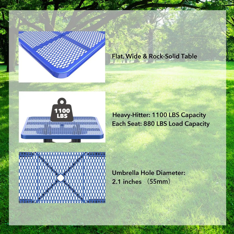 46" Square Picnic Table With Umbrella Hole by Chery Industrial