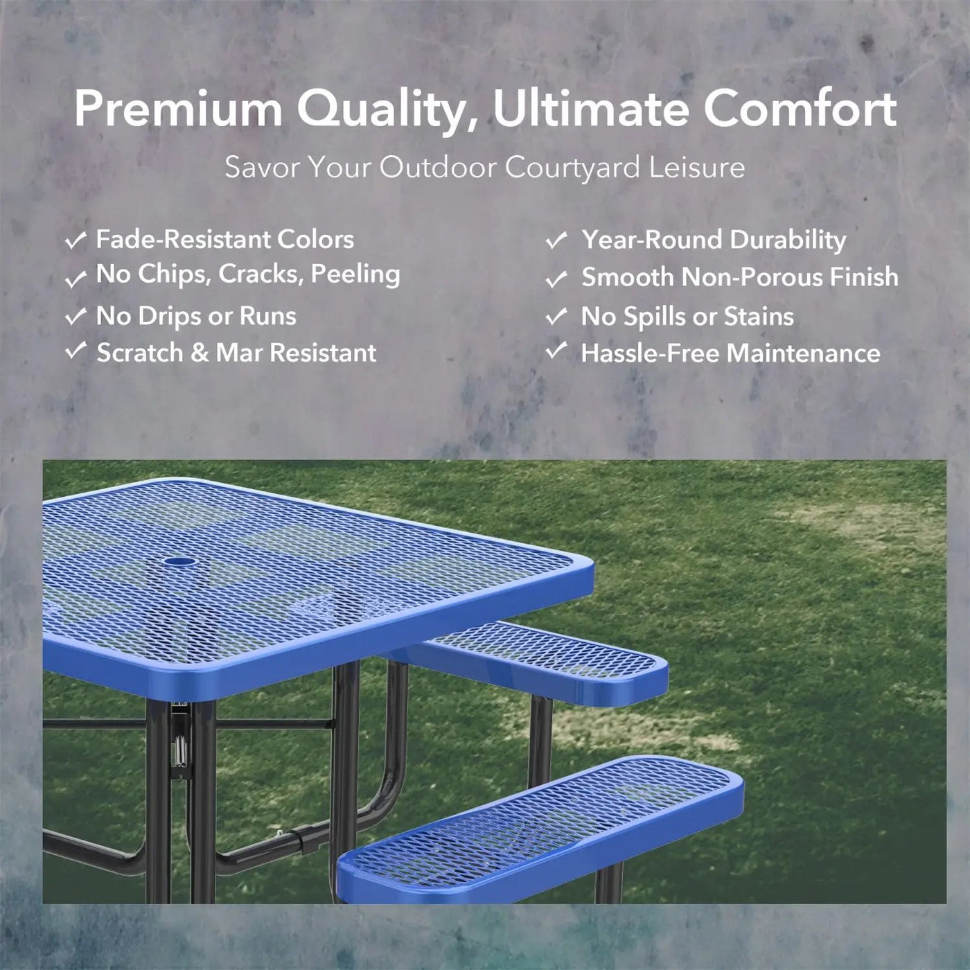 46" Square Picnic Table With Umbrella Hole by Chery Industrial
