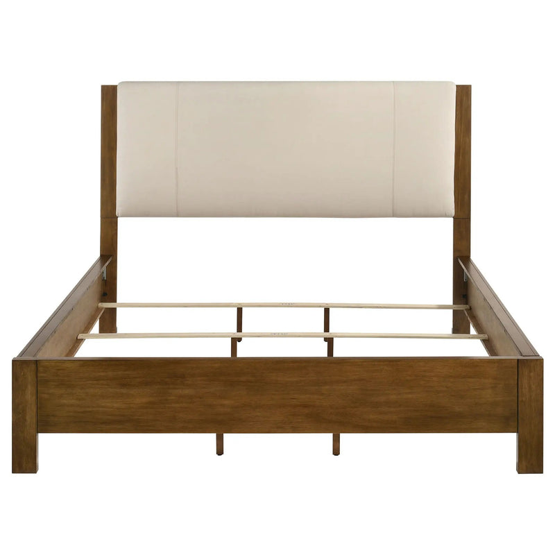 Adderley California King Wood Panel Bed Cream and Warm Brown by Unique Piece Furniture