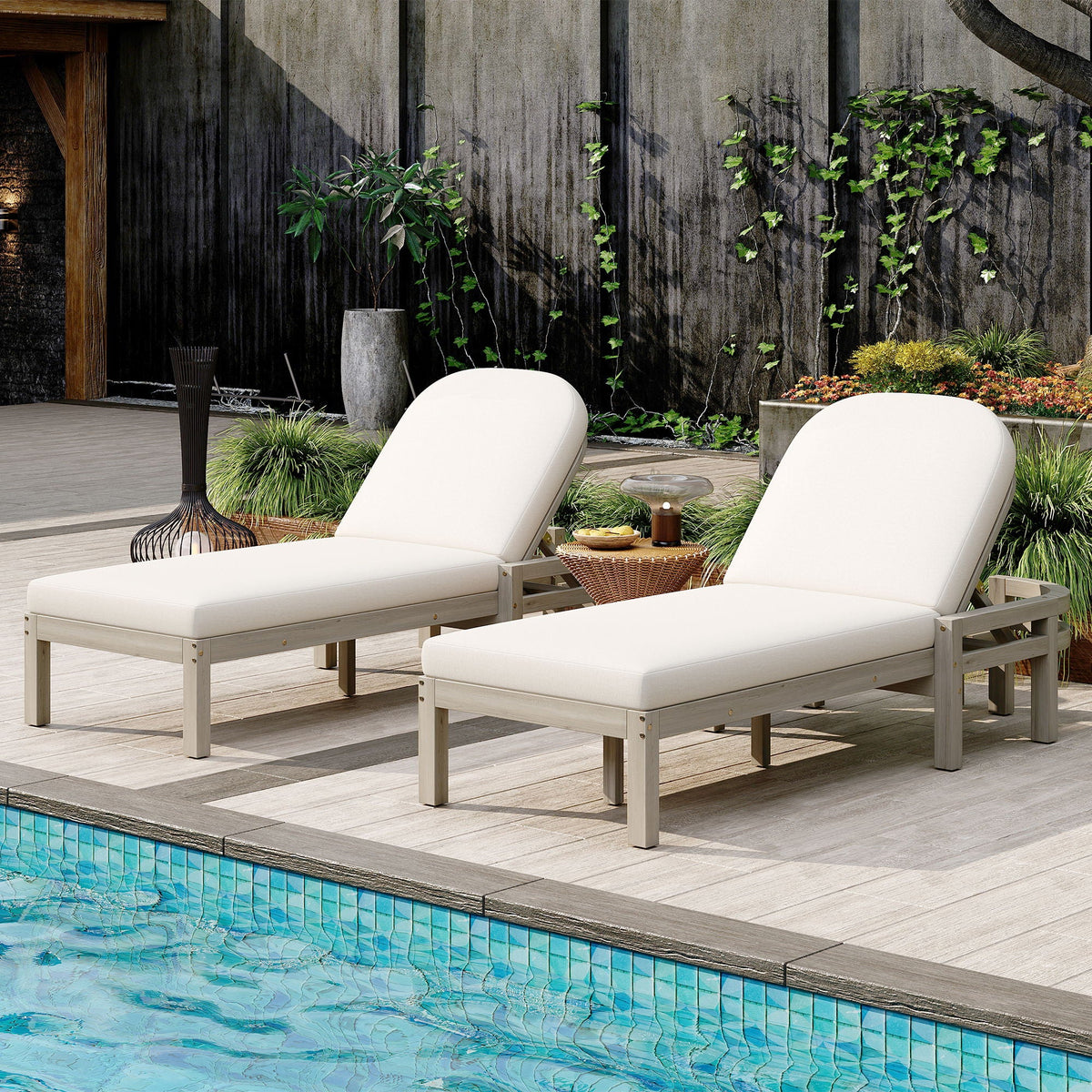 Outdoor Chaise Lounge With 5 Position Adjustable Backrest (Set of 2), photo 3 of 13
