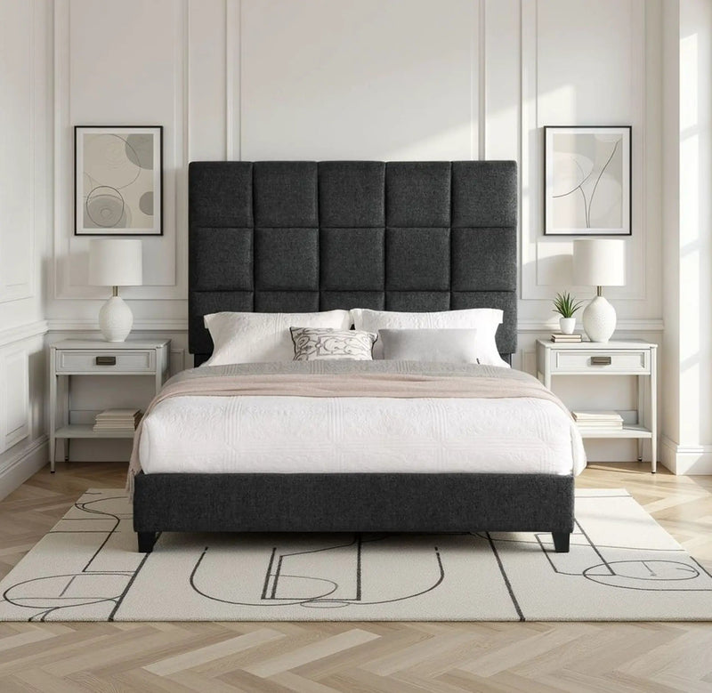 Squares Upholstered Headboard Platform Bed by Unique Piece Furniture