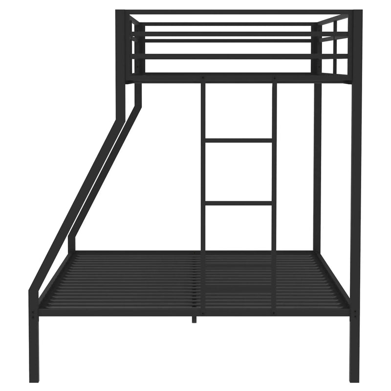 Alevera Metal Twin Over Full Bunk Bed with Ladder Black by Unique Piece Furniture