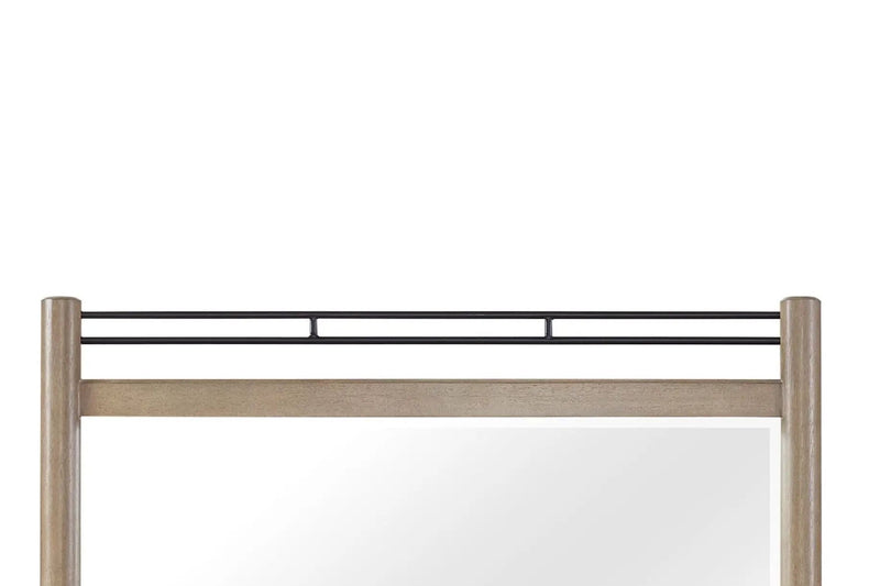 Queen Canopy Bedroom Set With A 2 Drawer Nightstand A Dresser With Poster Mirror And A Door Chest - Sand by HouseOfZazla