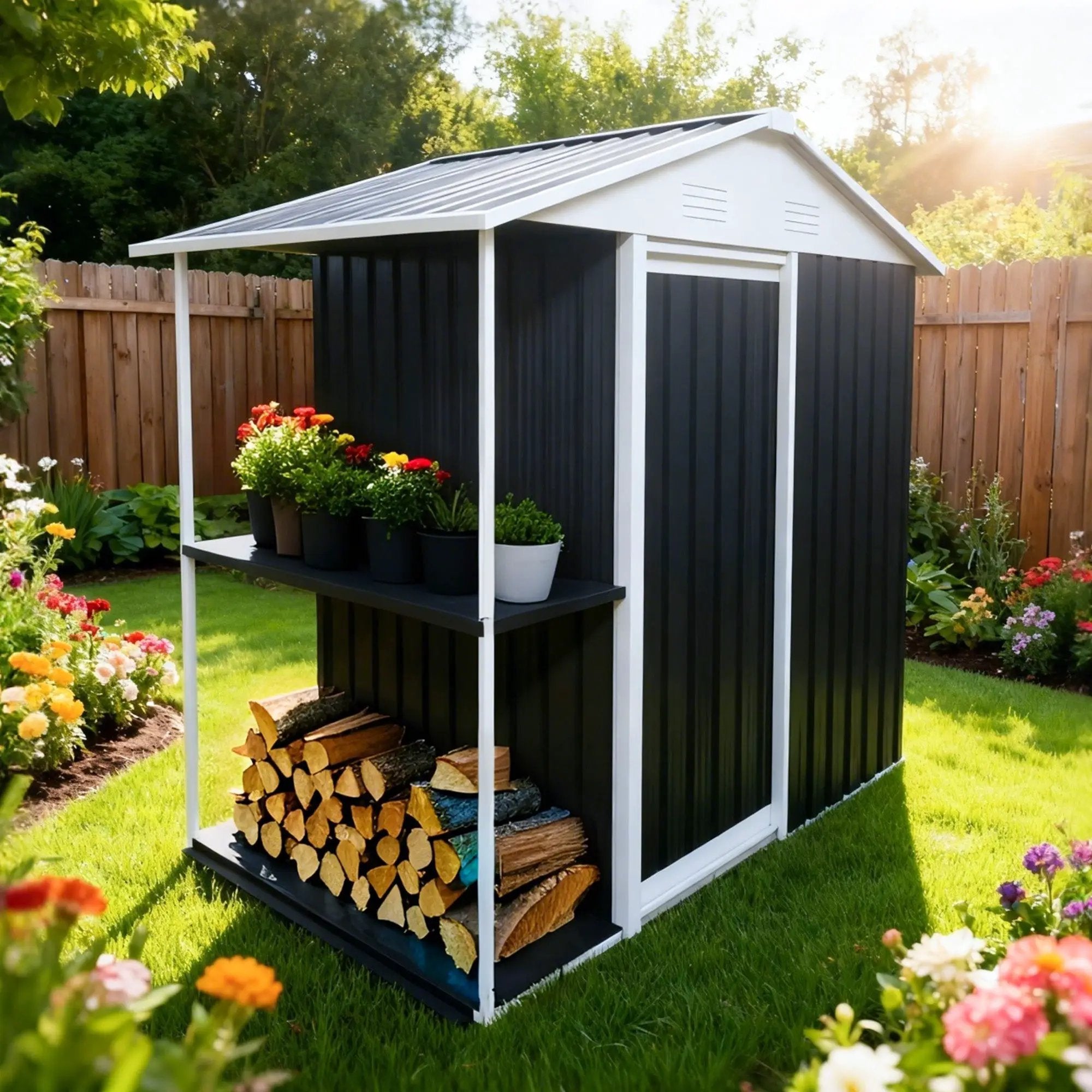 6 x 4 Ft Outdoor Storage Shed with Rack by HouseOfZazla