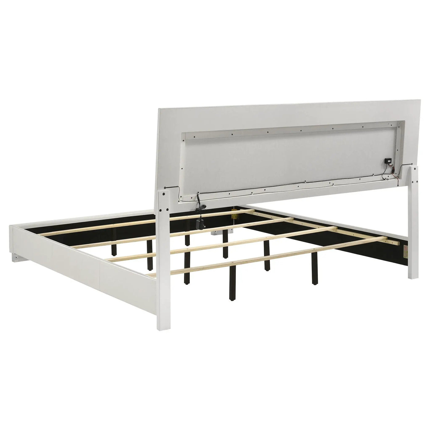 Strick & Bolton - High Gloss Panel Bed With LED Lights by HouseOfZazla