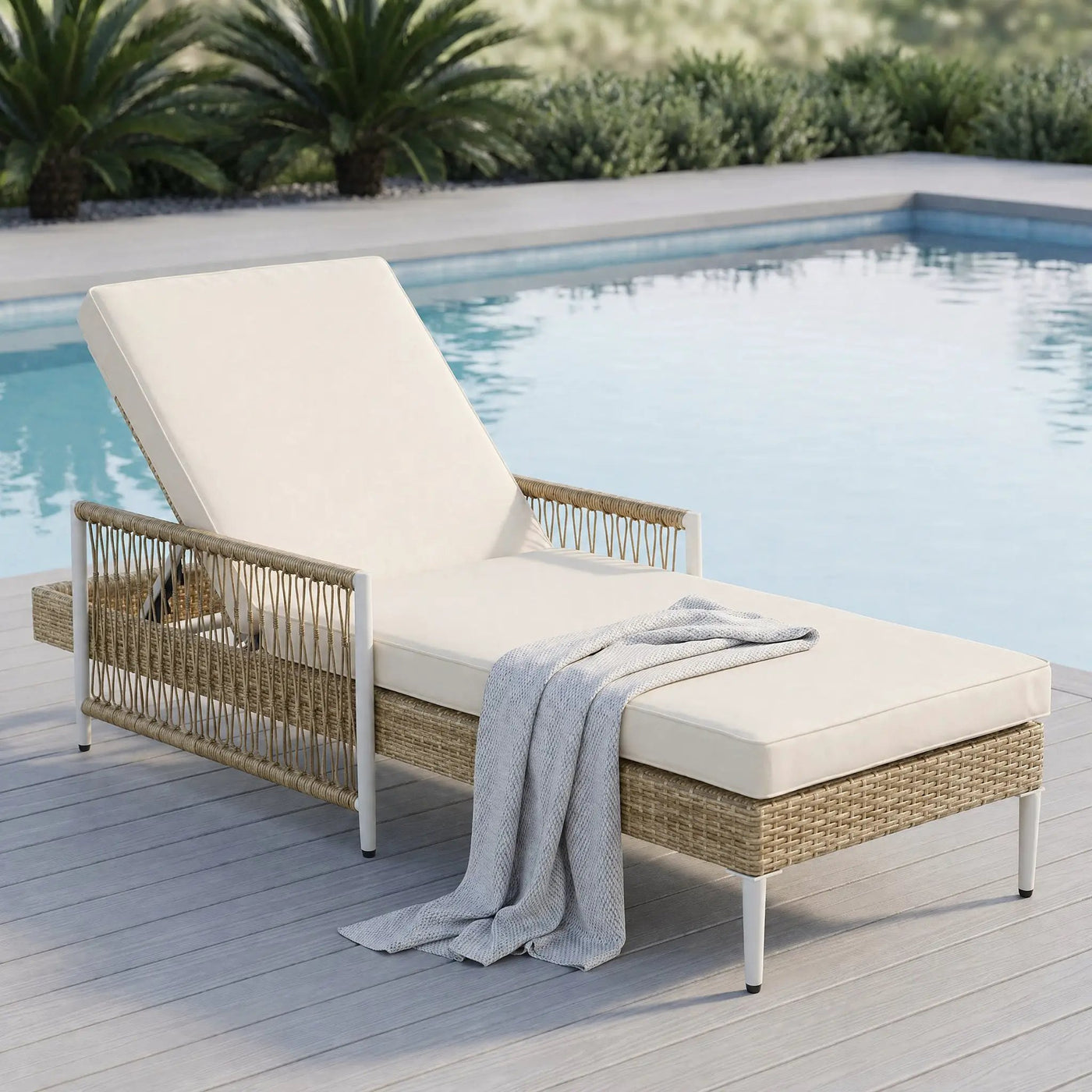 TOPMAX Outdoor All-Weather PE Rattan Chaise Lounge by HouseOfZazla