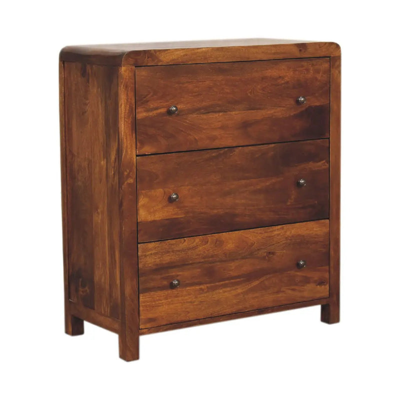 Solid Wood Aspen Chest, 3-Drawers, Chestnut by HouseOfZazla