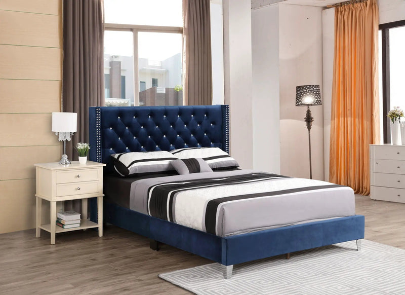 Upholstered Nailhead Trim Chic Bed by Unique Piece Furniture