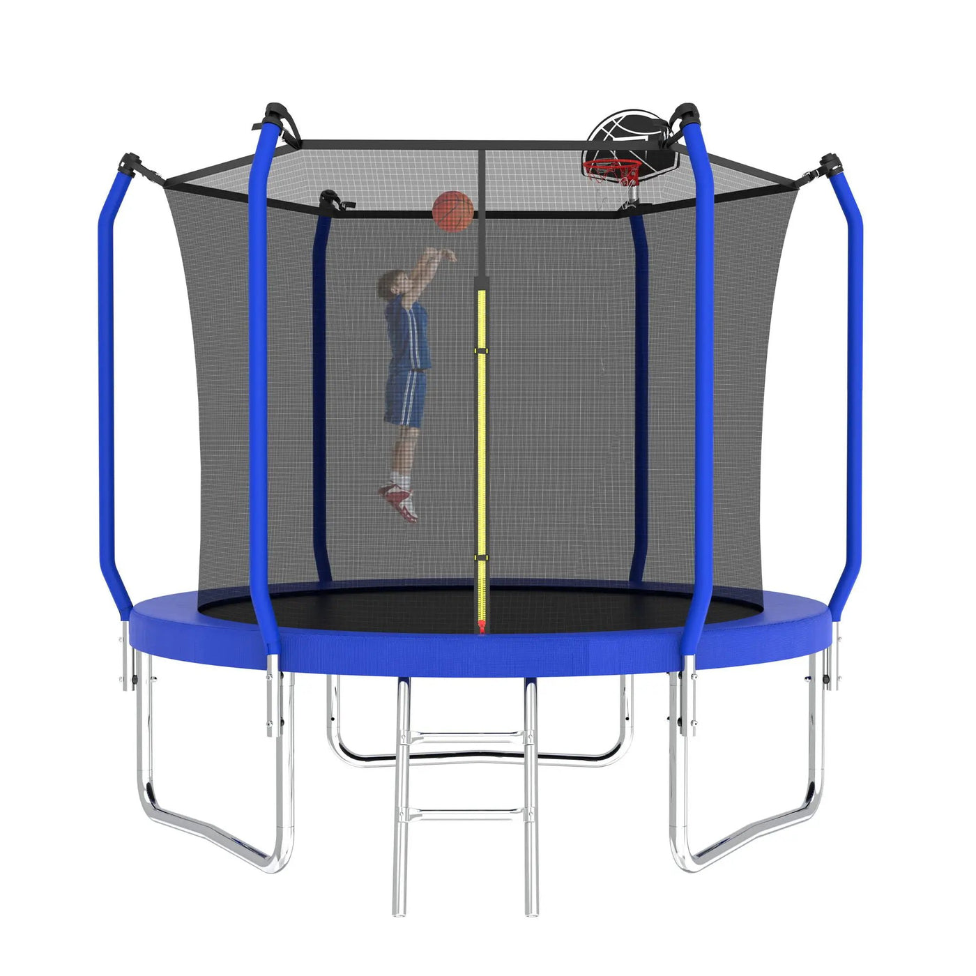 Trampoline With Basketball Hoop, Astm Approved Reinforced Type Outdoor Trampoline With Enclosure Net by HouseOfZazla