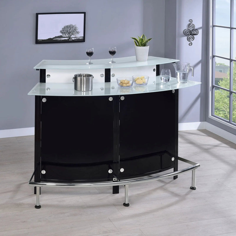 Keystone Curved Glass Top Home Bar Wine Cabinet Black by Unique Piece Furniture