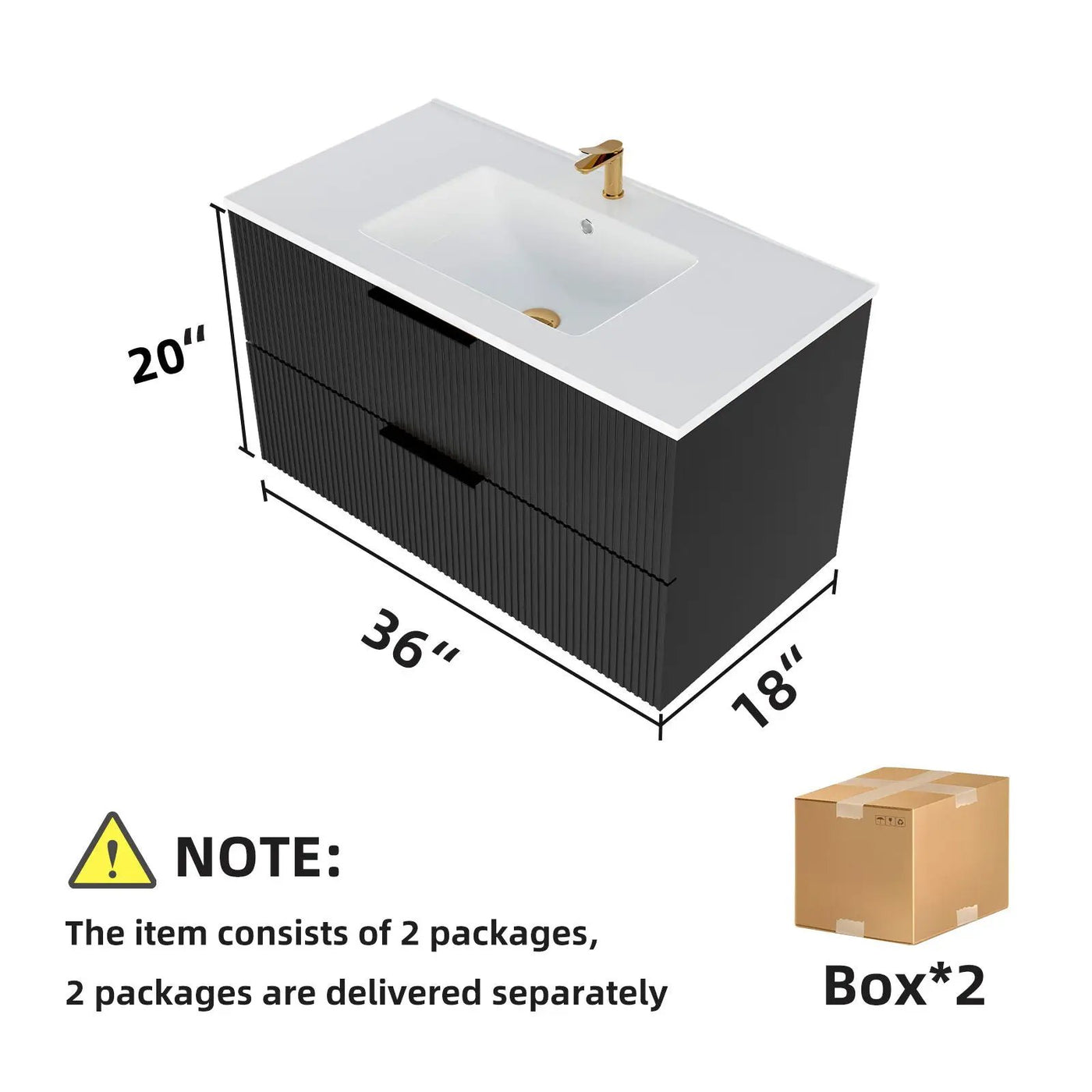 Modern Wall Mounted Floating Bathroom Vanity With Sink And Drawers by HouseOfZazla