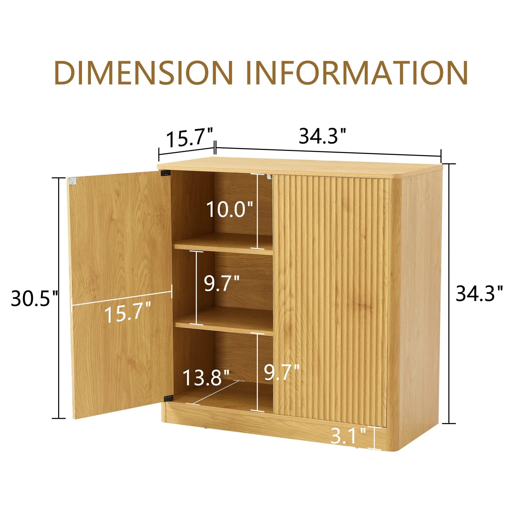 34.3" Modern Wavy Sideboard with Curved Contour Design by HouseOfZazla