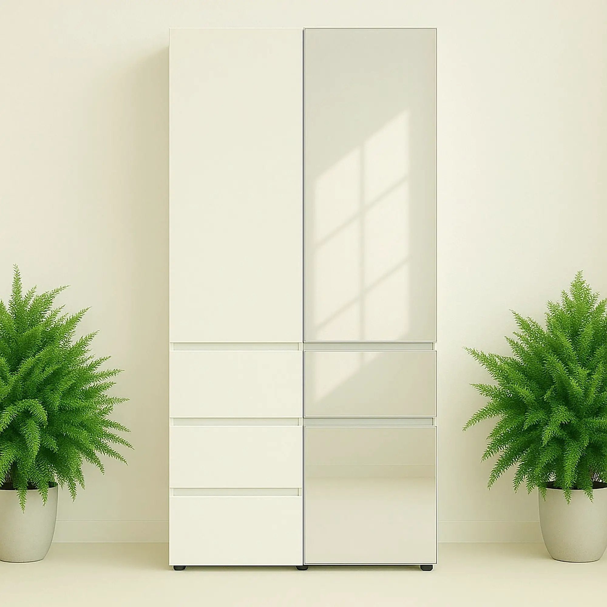 Elise - Modular Closet System With Mirror - White - Wood by HouseOfZazla