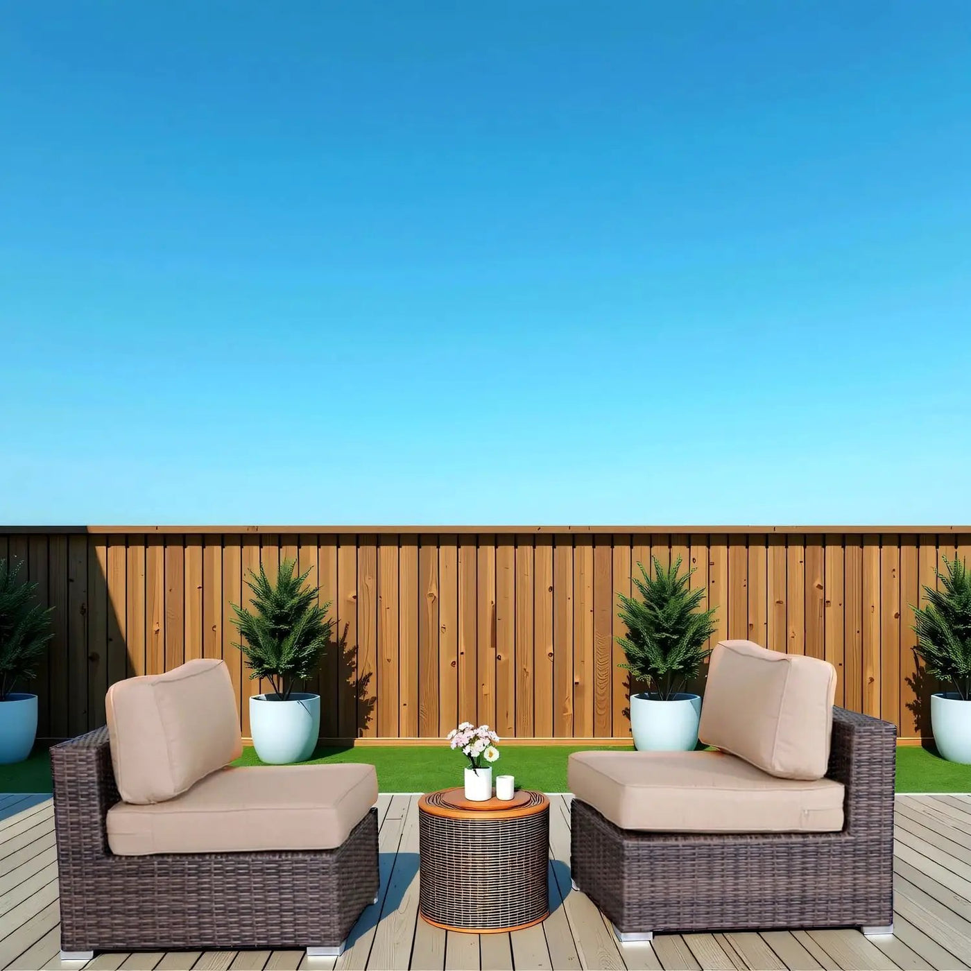 Wide Armless Outdoor Chairs With Cushions (Set of 2) by HouseOfZazla
