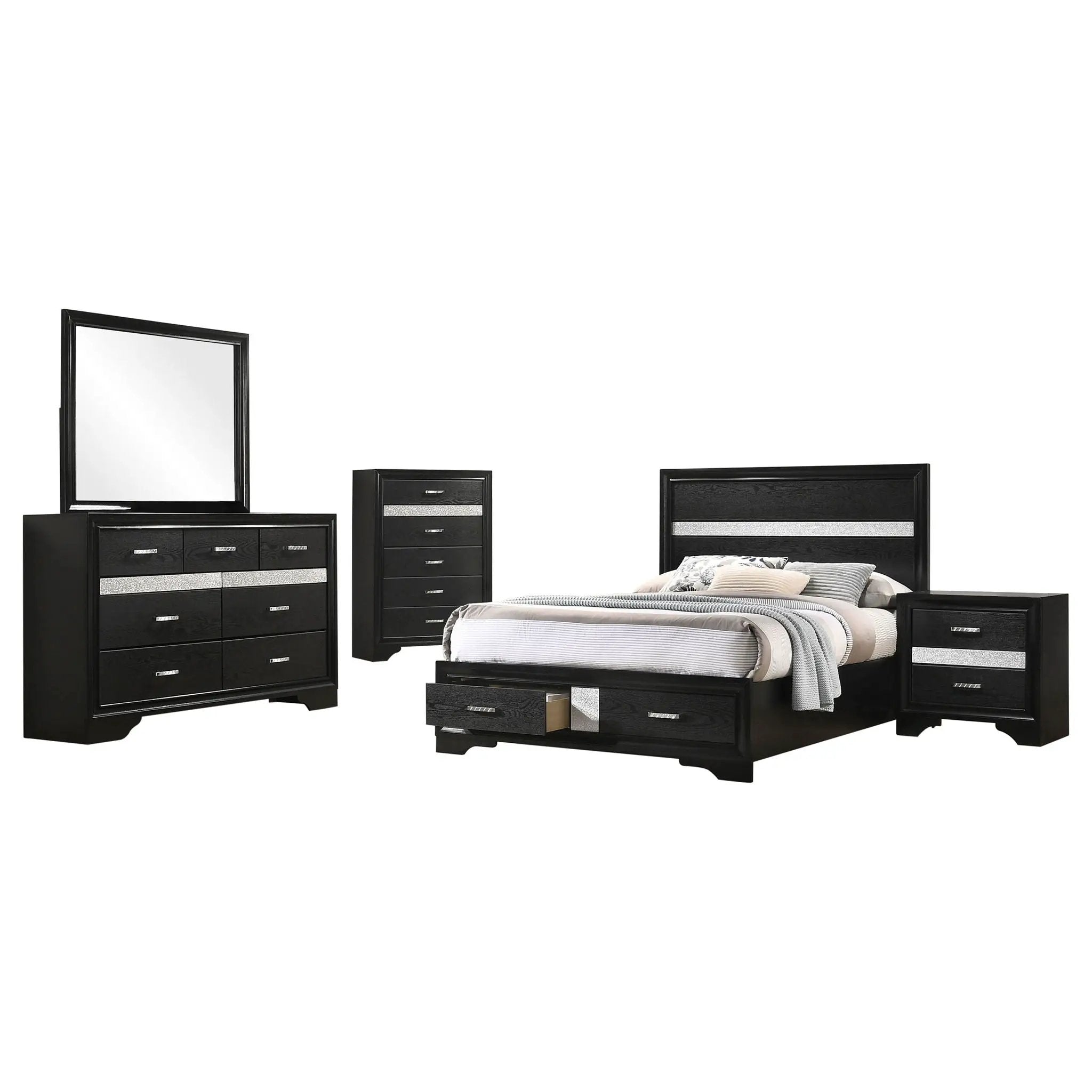 Miranda 5-piece Full Bedroom Set Black by Unique Piece Furniture