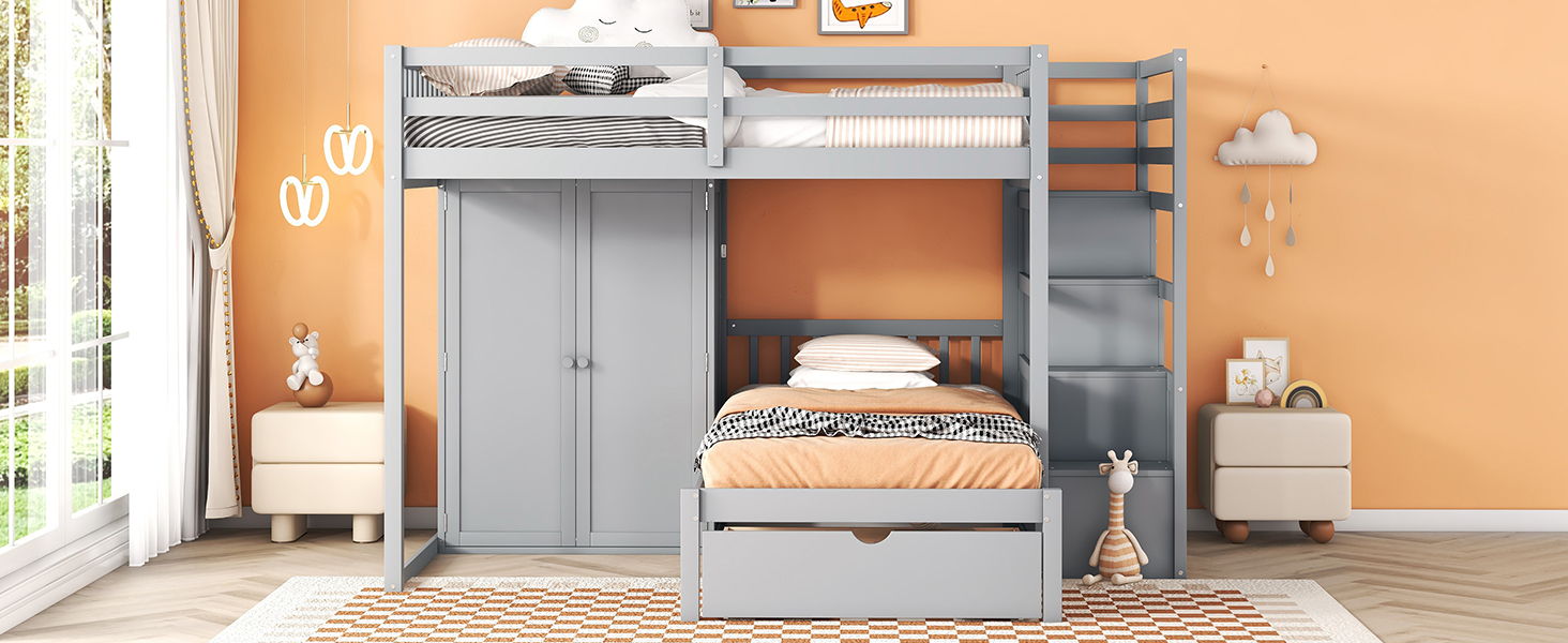 Bunk Bed With Wardrobe, Drawers by HouseOfZazla