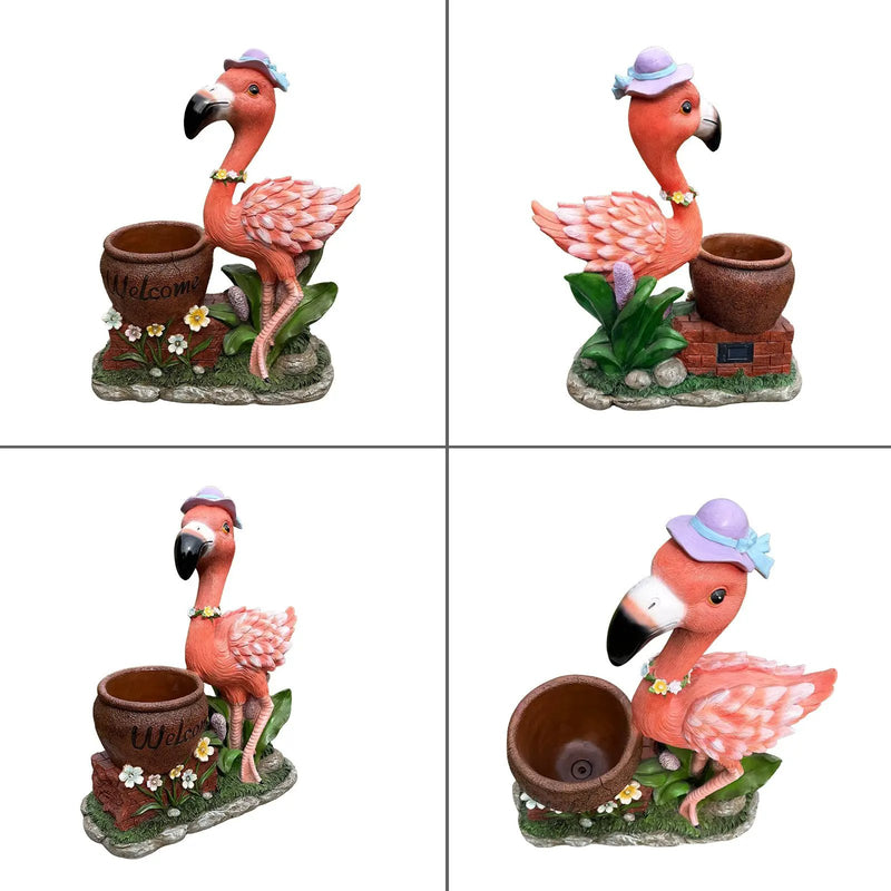 Outdoor Garden Sculpture Flamingo Flower Pot Planter by HouseOfZazla