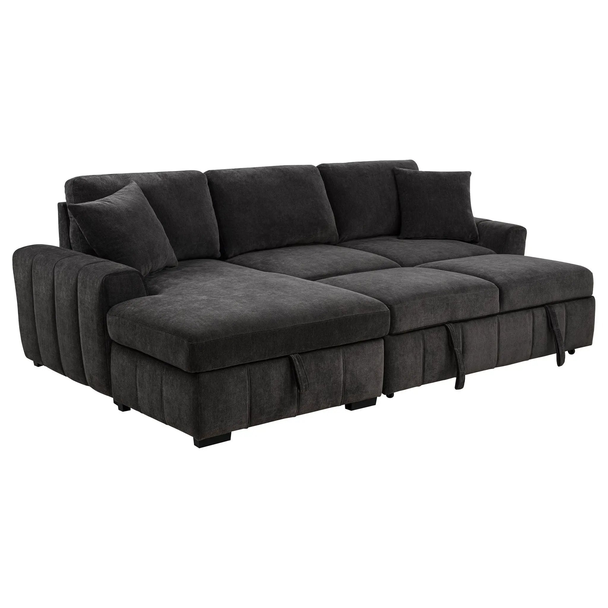 Pastrana Upholstered Sleeper Sectional Sofa LAF Chaise Grey by Unique Piece Furniture