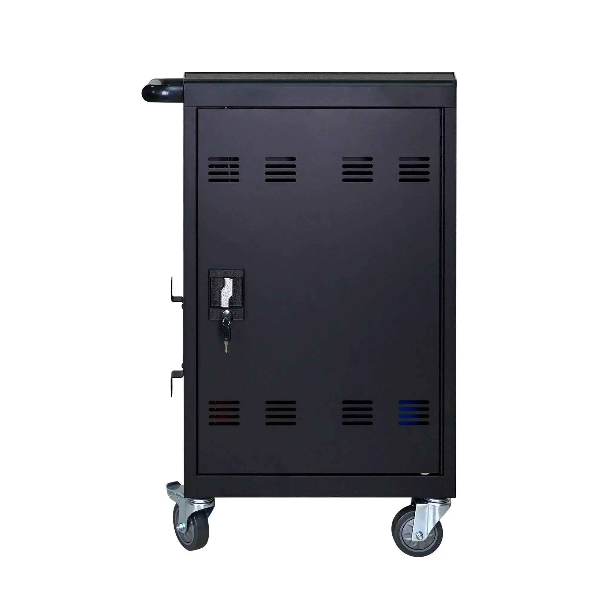 32 Bit Device Charging Trolley For Tablets And Laptops With Cable Management, Removable Doors - Matte Black by HouseOfZazla