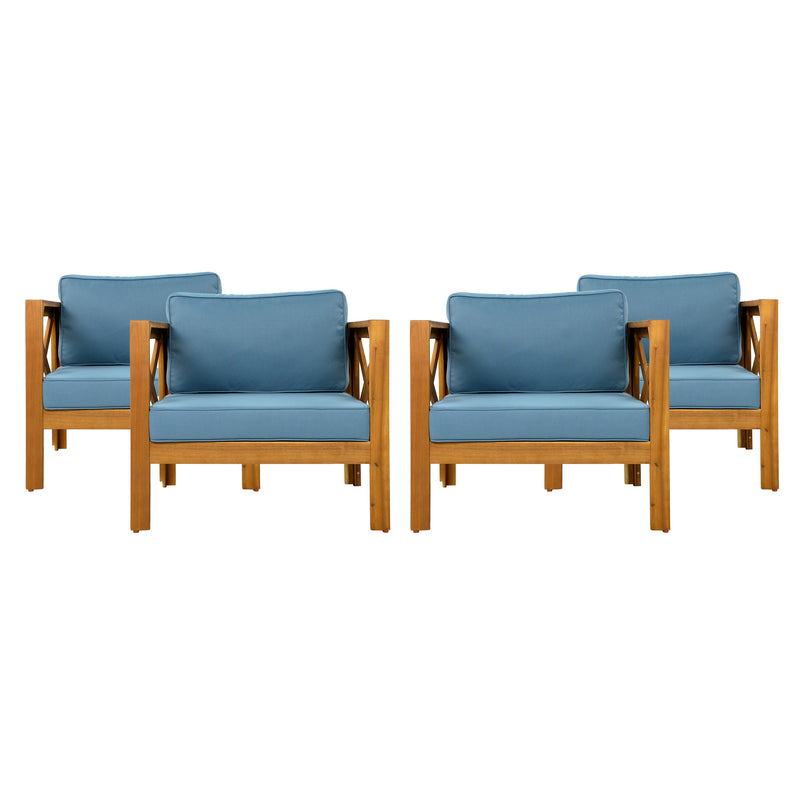 Outdoor Acacia Wood Club Wooden Armchair Set of 4 by HouseOfZazla