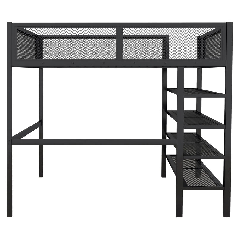 Loft Bed With 4 Tier Shelves And Storage by Unique Piece Furniture