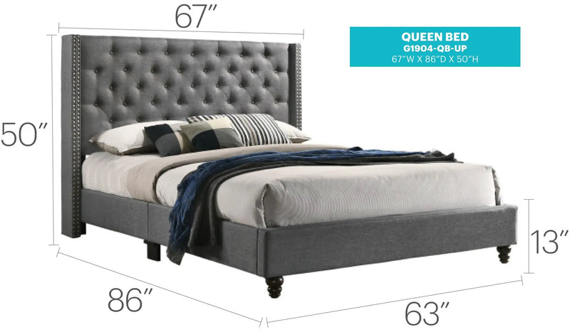 Nailhead Bed Transitional Vibrant by Unique Piece Furniture