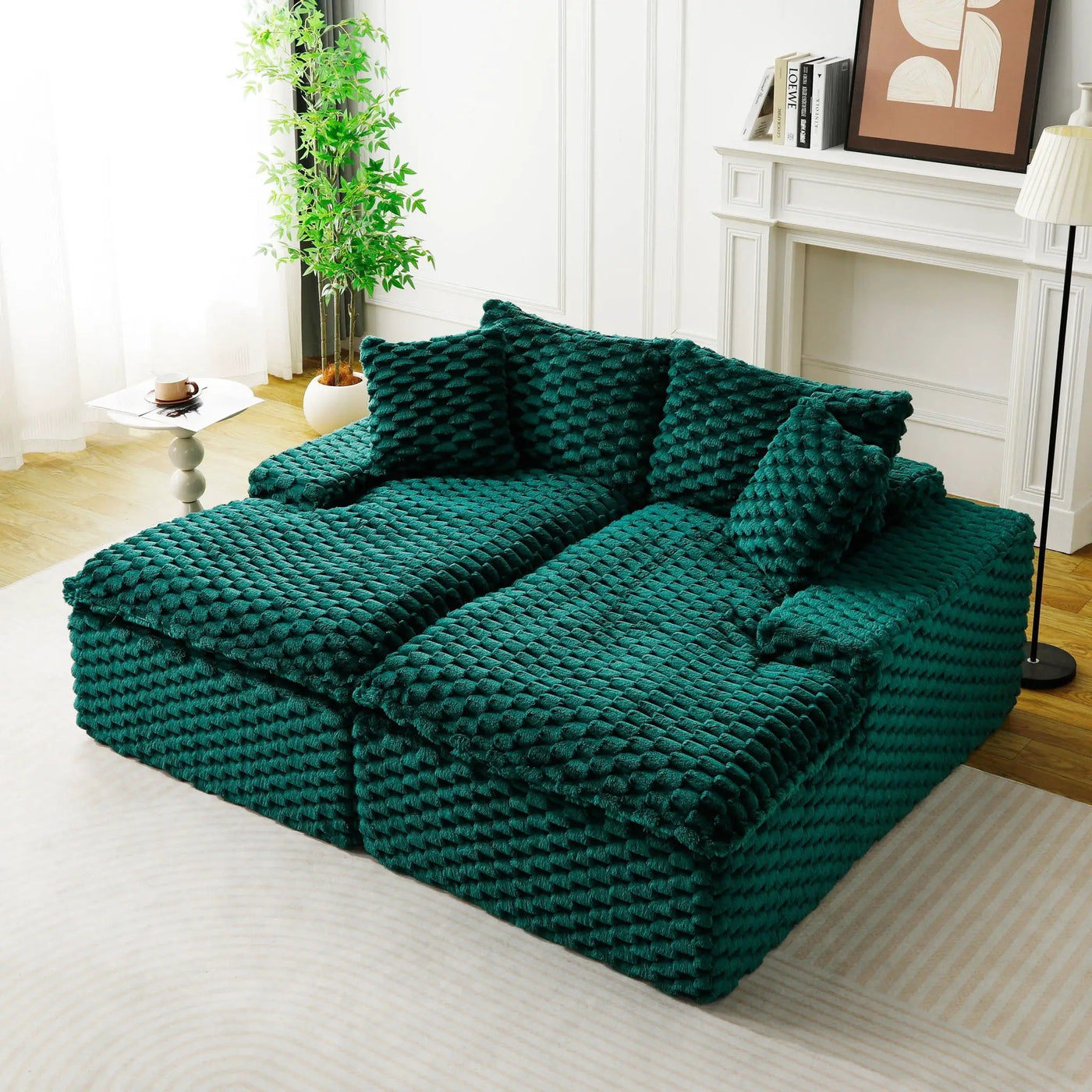 Double Chaise Lounge With Full Compressed Sponge by Unique Piece Furniture
