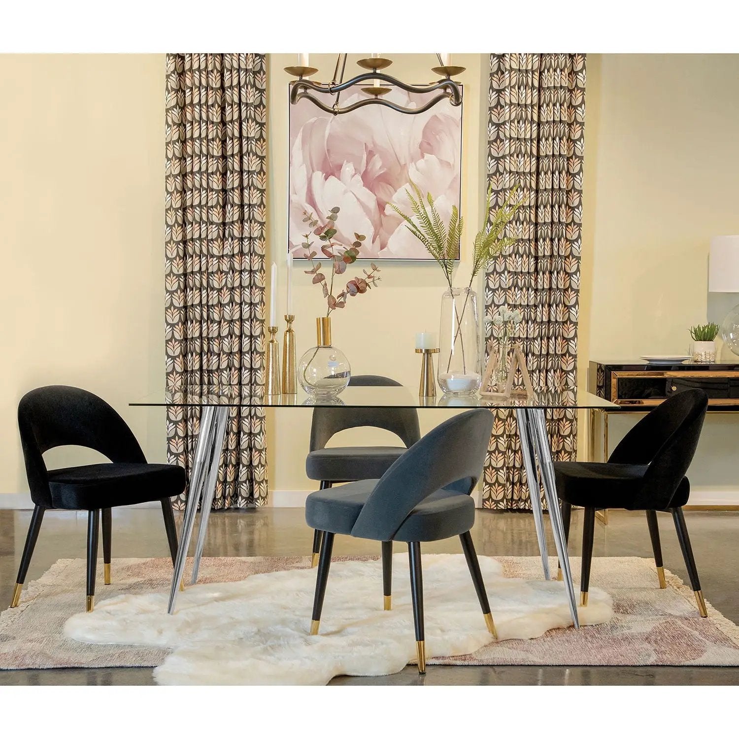 Vendas - Rectangular Glass Top Dining Table - Chrome
