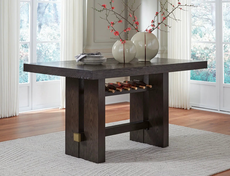 Burkhaus - Rectangular Dining Room Counter Table - Dark Brown by Unique Piece Furniture