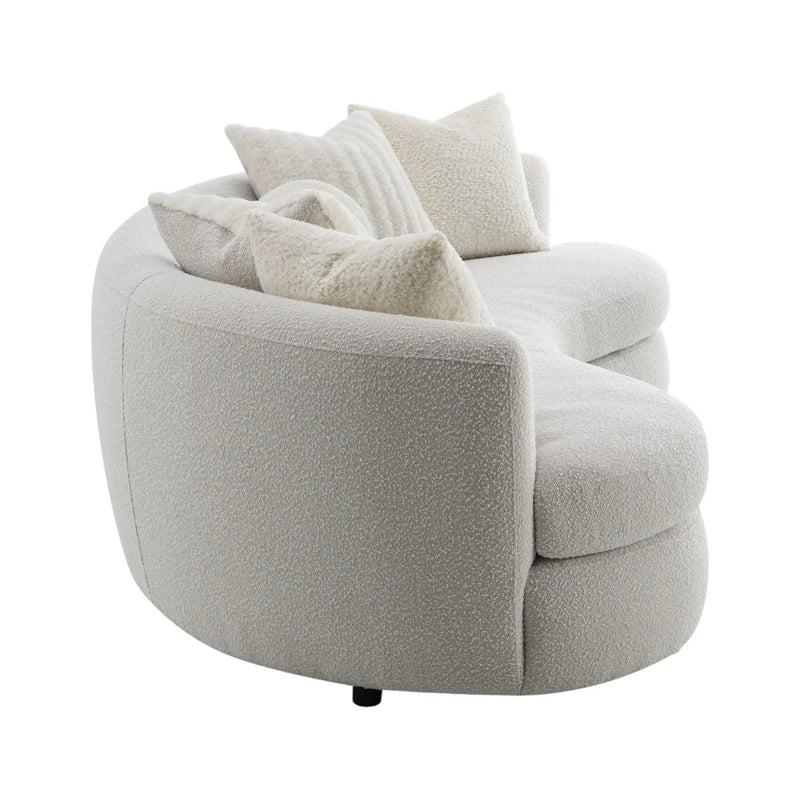 Iniko Boucle Sofa With Toss Pillows - Beige by HouseOfZazla