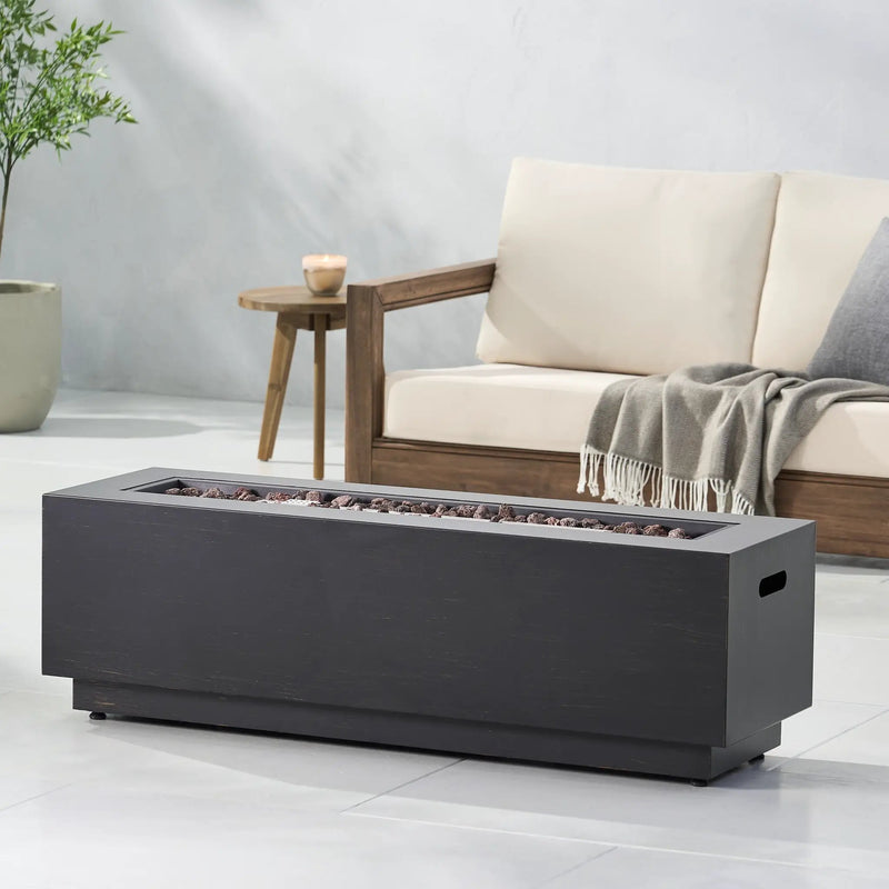 Modern Dark Grey 40' Outdoor Iron Propane Fire Pit by HouseOfZazla