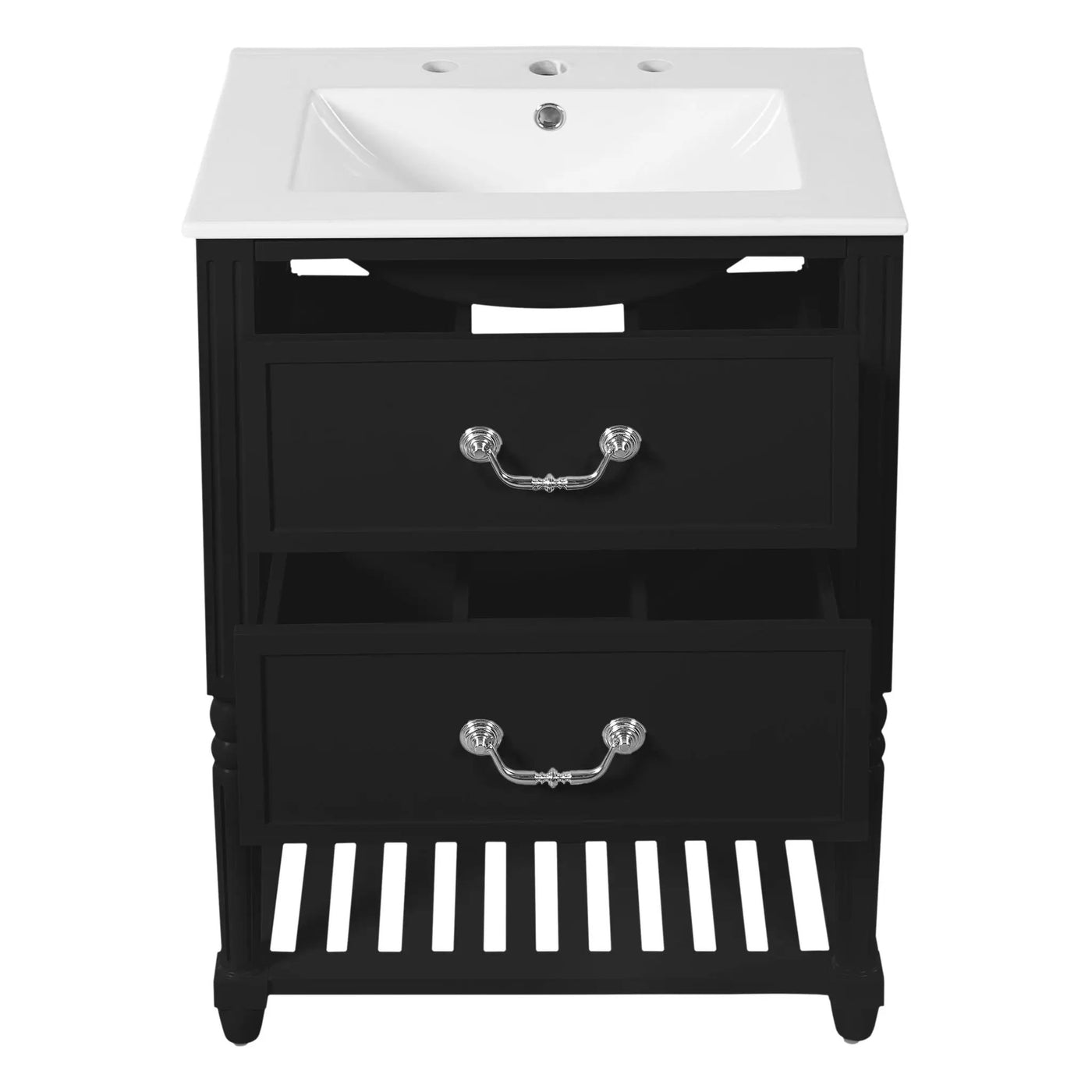 Wave Design Bathroom Vanity With Sink, 2 Drawers And Open Shelf by HouseOfZazla