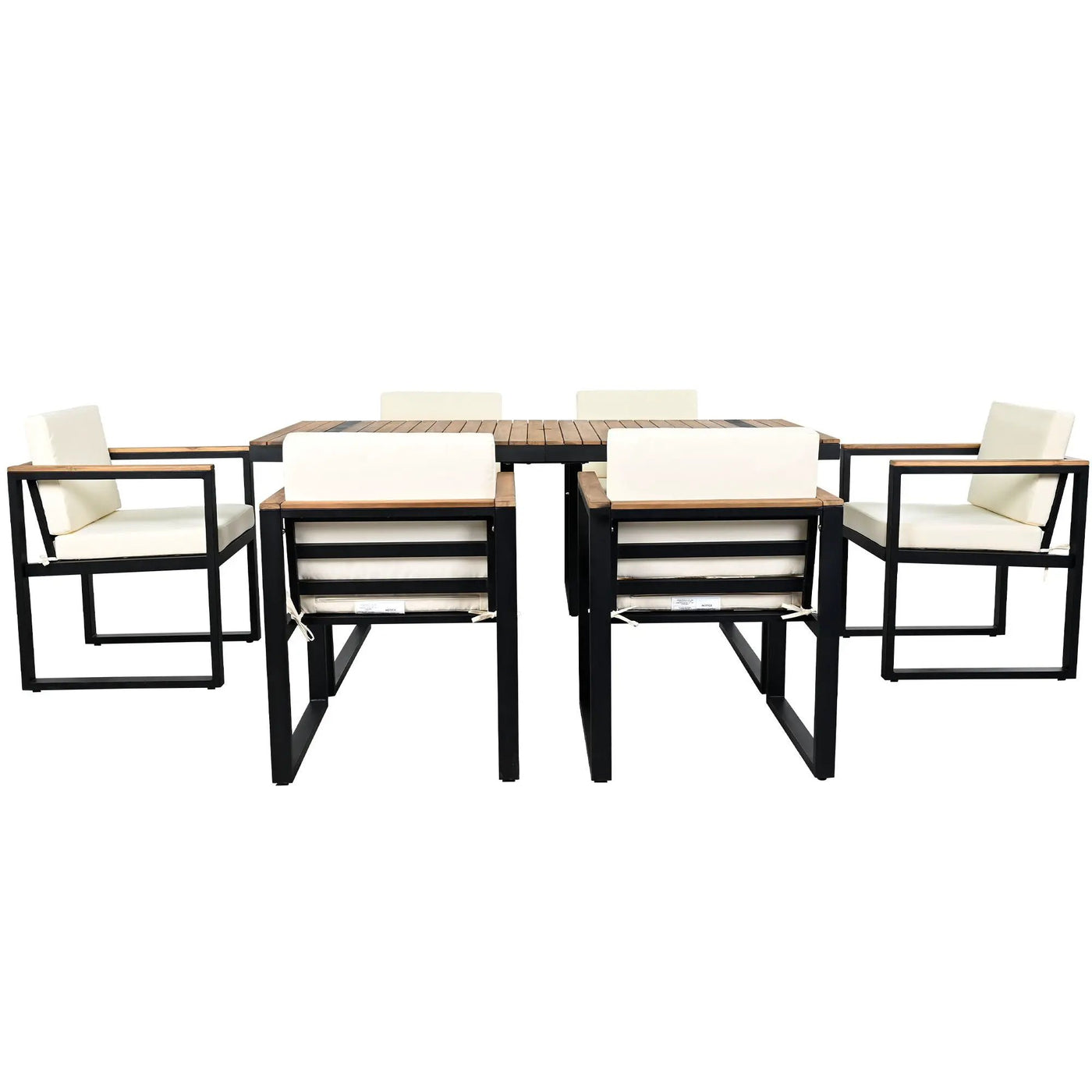 7 Pieces Outdoor Dining Set Patio Dining Table And Chair Set With And Removable Cushions For Patio by HouseOfZazla