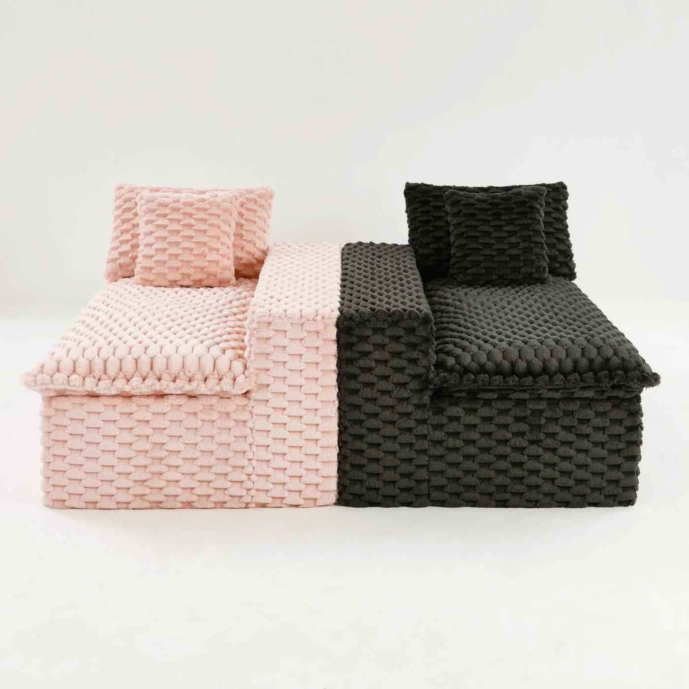 Multifunctional Sofa Pink Black, Fits 4 People by HouseOfZazla