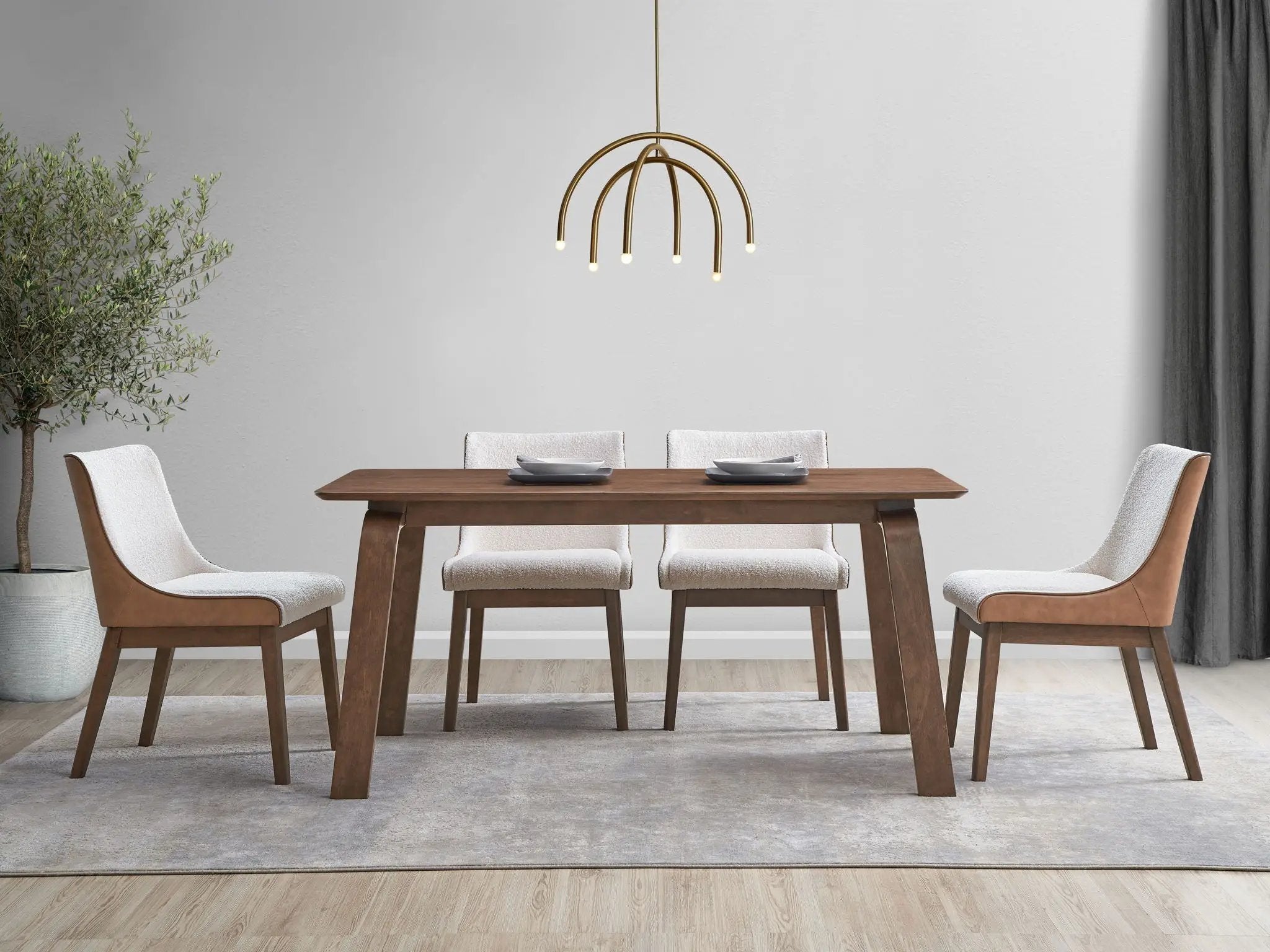 Ginny 5 Piece Dining Room Set with Side Chairs - Walnut by HouseOfZazla
