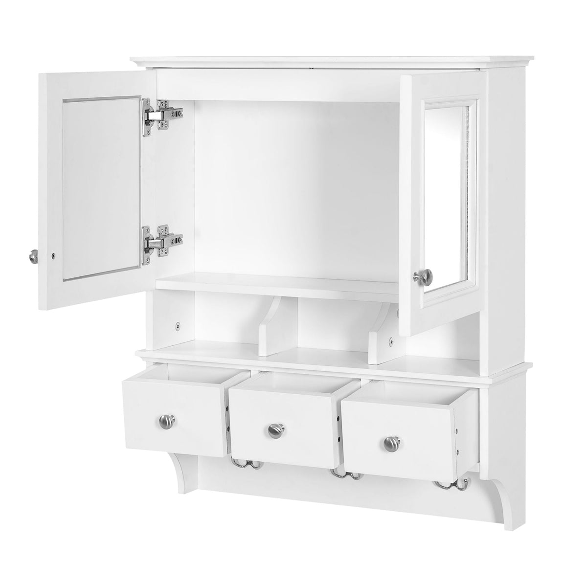 Modern Bathroom Mirror Cabinet With Drawers, Organizer Hooks, And High-Definition Mirrors, photo 2 of 29