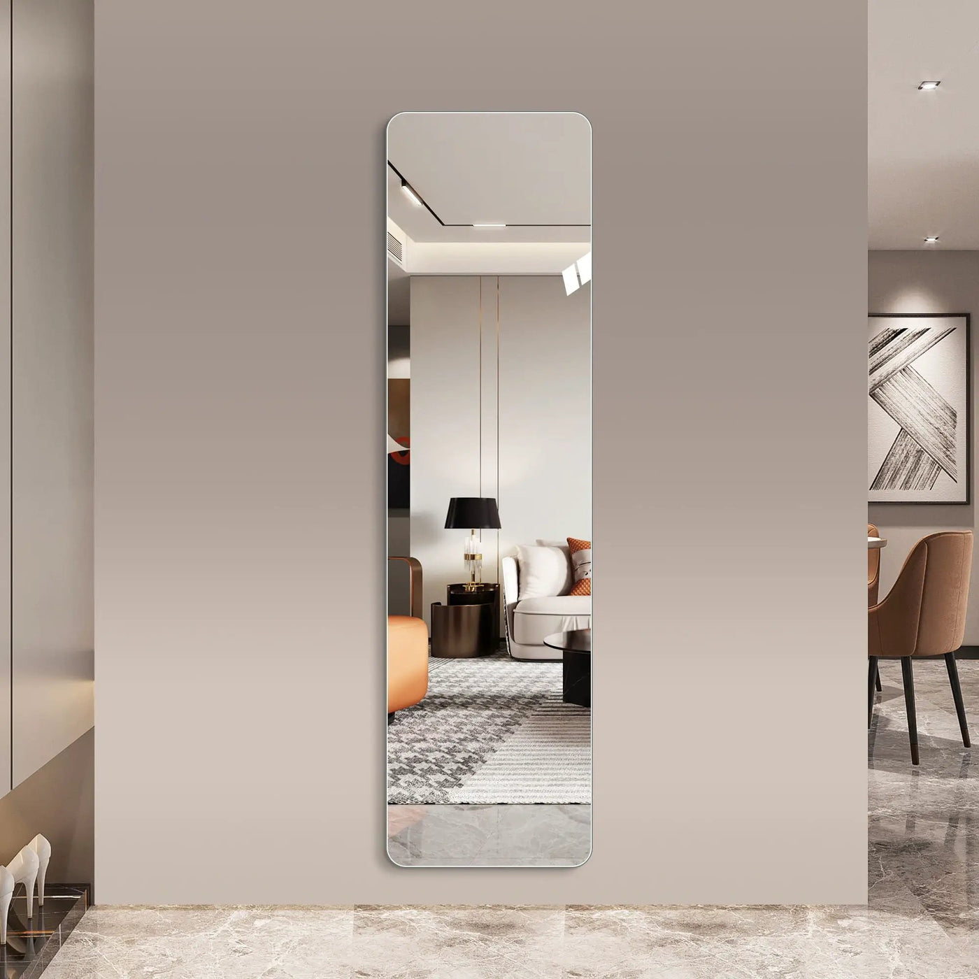 Full Body Round Corner Mirror For Living Room by HouseOfZazla