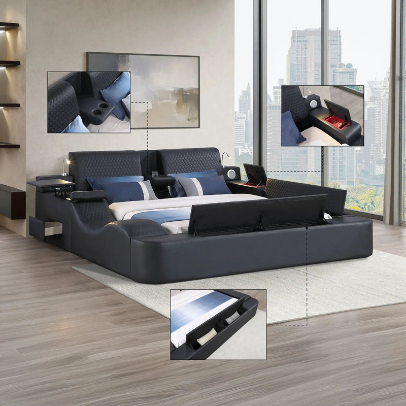 Zoya - Smart Multifunctional Bed, Built In Bluetooth Speakers, USB Charging by HouseOfZazla