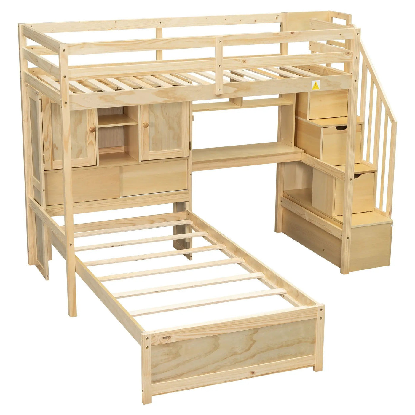 Loft Bed With Built In Desk And Staircase by HouseOfZazla