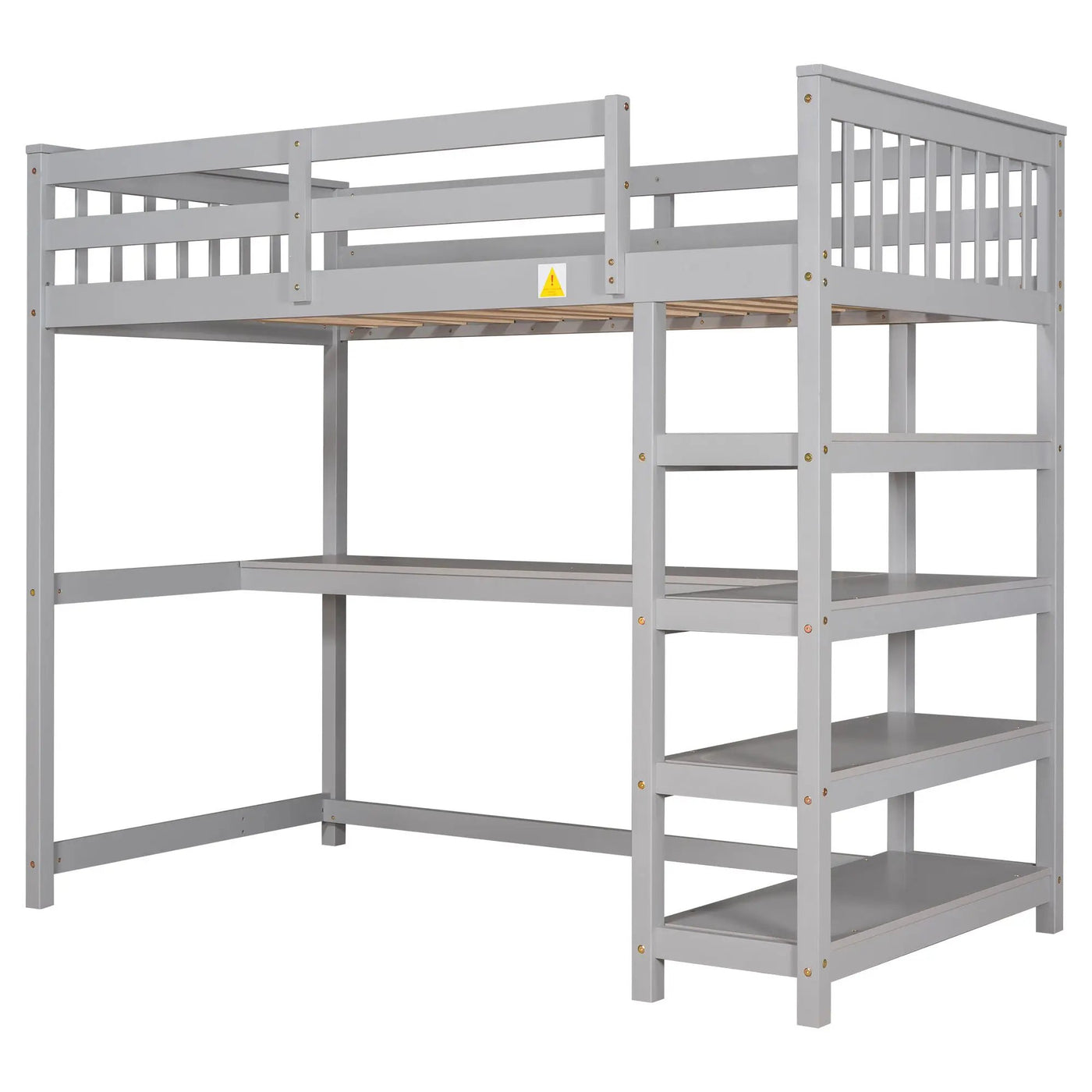 Loft Bed With Storage Shelves And Under Bed Desk by HouseOfZazla