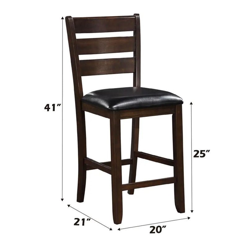 Urbana - Counter Height Chair (Set of 2) - Black Synthetic Leather & Espresso by Unique Piece Furniture