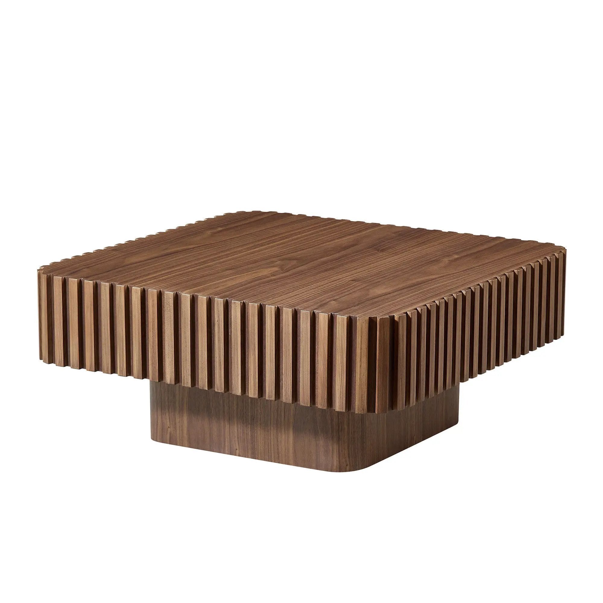 31.5 Inch Modern Handcraft Drum Coffee Table Walnut by HouseOfZazla