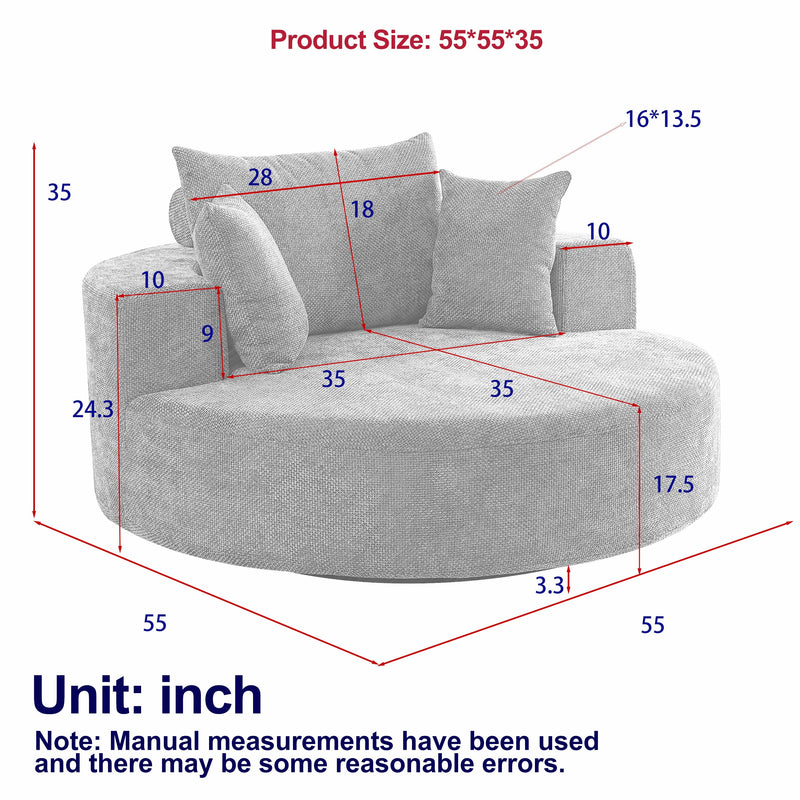 55'' Chenille Foam Single Swivel Chair by HouseOfZazla