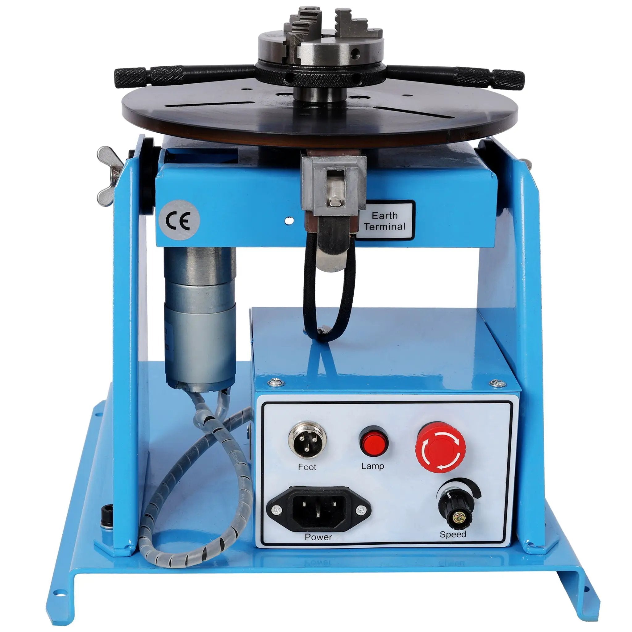 Portable Rotary Welding Positioner With 3 Jaw Lathe Chuck, 0 - 90° Turntable - Blue by HouseOfZazla